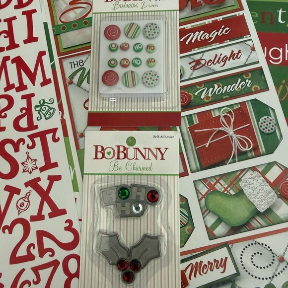 đđ BO BUNNY CHRISTMAS âTIS THE SEASONâ CARDSTOCK STICKERS , PAPER & SUPPLIES SET - Picture 7 of 15